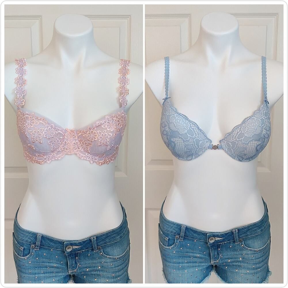 Pair of La Vie en Rose lace overlay bras sz 34C